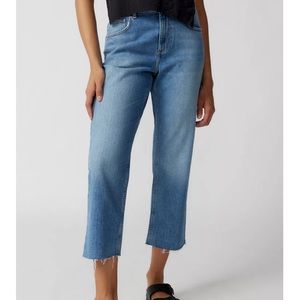 BDG Cropped Cowboy Cutoff Denim Blue Jeans 24 0